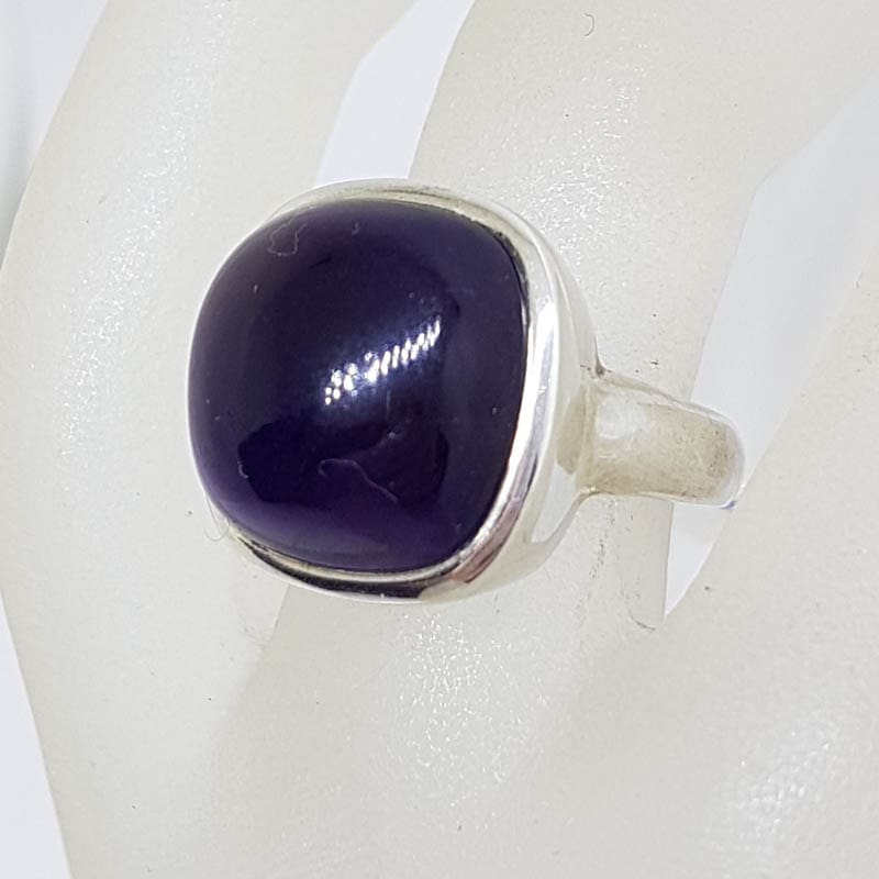 Sterling Silver Square Cabochon Cut Amethyst Ring