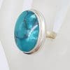 Sterling Silver Bezel Set Large Oval Turquoise Ring