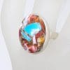 Sterling Silver Bezel Set Large Oval Spiny Oyster Turquoise Ring