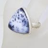 Sterling Silver Large Triangular Dendritic Agate Bezel Set Ring