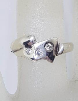 Sterling Silver Cubic Zirconia Unusual Shape Ring