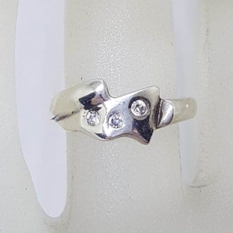 Sterling Silver Cubic Zirconia Unusual Shape Ring