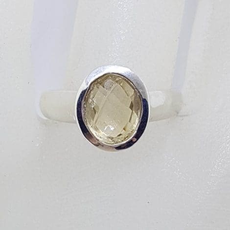 Sterling Silver Oval Bezel Set Citrine Ring