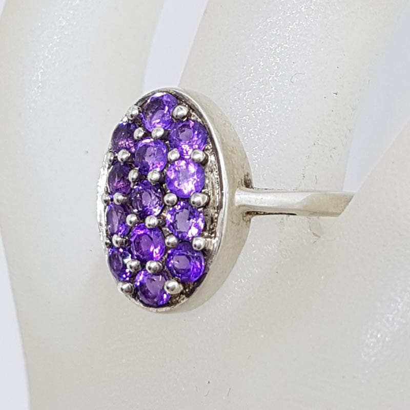 20210902_211049 Sterling Silver Oval Amethyst Cluster Ring