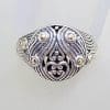 Sterling Silver and 18ct Yellow Gold Chunky Ornate Filigree Design Gents Ring / Ladies Ring