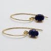 *SOLD* 9ct Yellow Gold Oval Natural Sapphire Long Drop Earrings