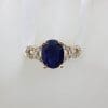 14ct Yellow Gold Oval Natural Sapphire with Diamond Twist Sides Ring