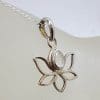 Sterling Silver Lotus with Moonstone Pendant on Silver Chain