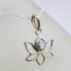 Sterling Silver Lotus with Topaz Pendant on Silver Chain