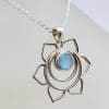 Sterling Silver Flower with Chalcedony Pendant on Silver Chain
