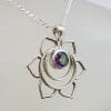 Sterling Silver Flower with Mystic Quartz / Mystic Topaz Pendant on Silver Chain