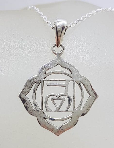 Sterling Silver Meditation Symbol Pendant on Silver Chain