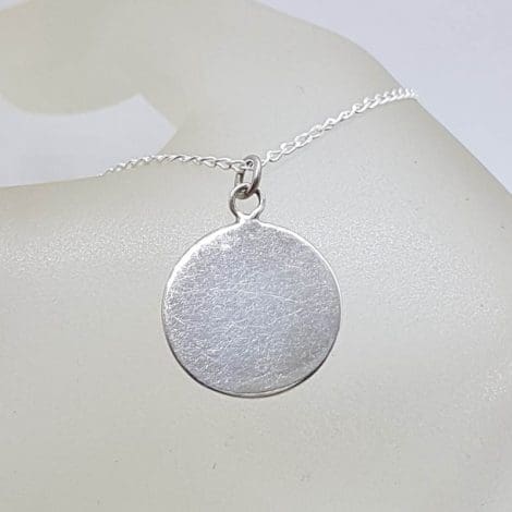Sterling Silver Round Disk Dog Tag Pendant on Silver Chain