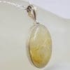 Sterling Silver Rutilated Quartz Large Oval Pendant on Silver Chain