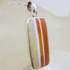 Sterling Silver Large Rectangular Red Striped Agate Pendant on Silver Chain