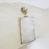 Sterling Silver Moonstone Rectangular Ornate Top Pendant on Silver Chain