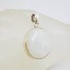 Sterling Silver Moonstone Round Bezel Set Pendant on Silver Chain