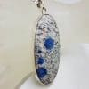 Sterling Silver Large & Long Oval K2 Stone Pendant on Silver Chain
