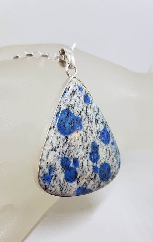Sterling Silver Large Triangular Shape K2 Stone Pendant on Silver Chain