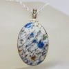 Sterling Silver Large Oval K2 Stone Pendant on Silver Chain