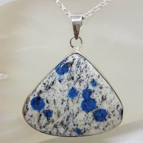 Sterling Silver Large Triangular Shape K2 Stone Pendant on Silver Chain