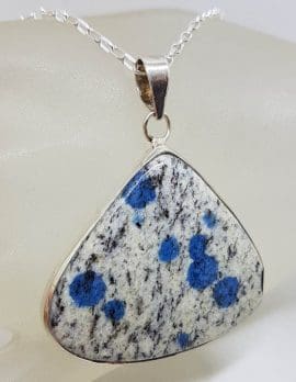 Sterling Silver Large Triangular Shape K2 Stone Pendant on Silver Chain