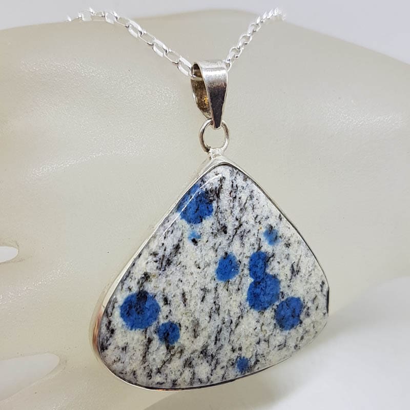 Sterling Silver Large Triangular Shape K2 Stone Pendant on Silver Chain