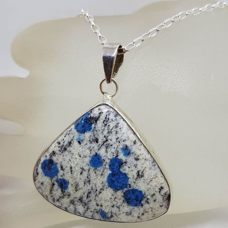 Sterling Silver Large Triangular Shape K2 Stone Pendant on Silver Chain