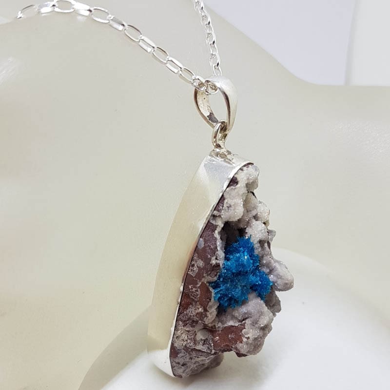 Sterling Silver Large Rough Free Form Shape K2 Stone Pendant on Silver Chain