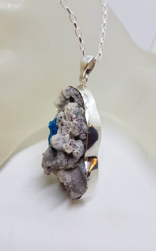 Sterling Silver Large Rough Free Form Shape K2 Stone Pendant on Silver Chain