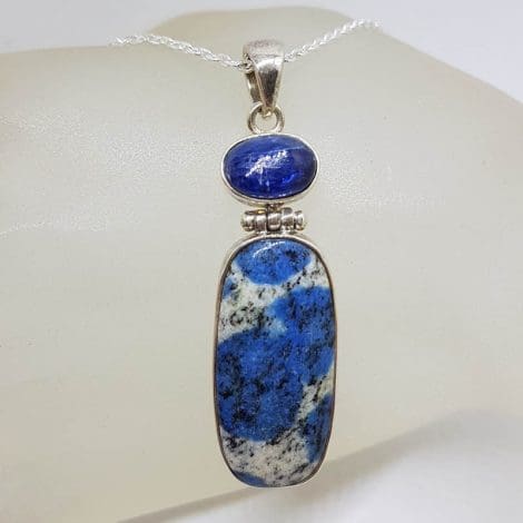 Sterling Silver K2 Stone with Lapis Lazuli Pendant on Silver Chain
