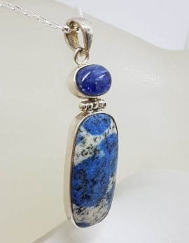 Sterling Silver K2 Stone with Lapis Lazuli Pendant on Silver Chain