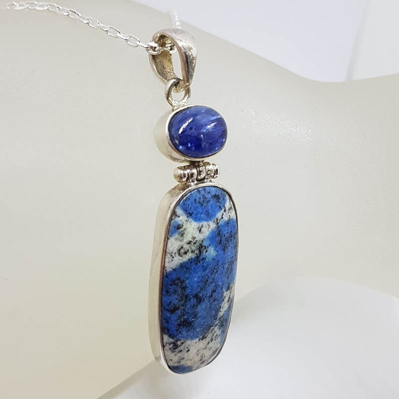 Sterling Silver K2 Stone with Lapis Lazuli Pendant on Silver Chain Sterling Silver K2 Stone with Lapis Lazuli Pendant on Silver Chain