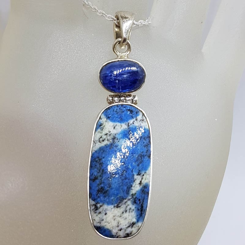 Sterling Silver K2 Stone with Lapis Lazuli Pendant on Silver Chain Sterling Silver K2 Stone with Lapis Lazuli Pendant on Silver Chain