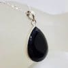 Sterling Silver Onyx Faceted Teardrop / Pear Shape Pendant on Silver Chain