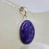 Sterling Silver Charoite Oval Bezel Set Pendant on Silver Chain