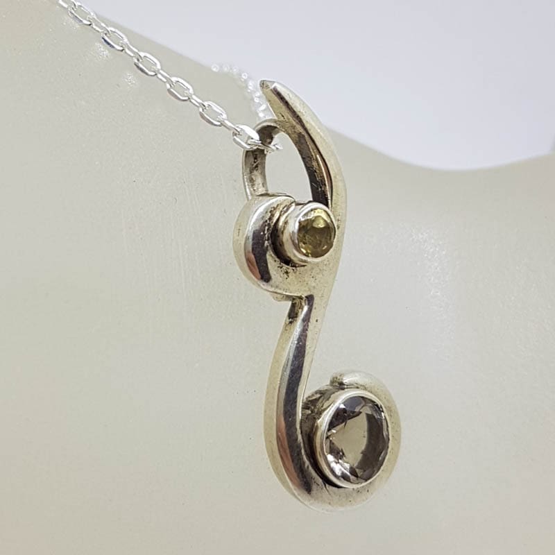 Sterling Silver Smokey Quartz Stunning Swirl Design Pendant on Silver Chain - Available in other Gemstones
