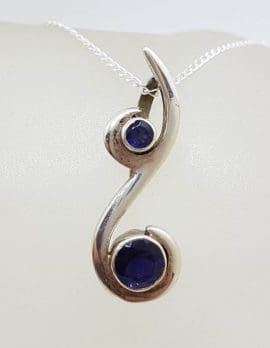 Sterling Silver Onyx Stunning Swirl Design Pendant on Silver Chain - Available in other Gemstones