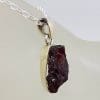 Sterling Silver Garnet in Rough Natural Form Pendant on Silver Chain