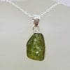 Sterling Silver Green Tourmaline in Rough Natural Form Pendant on Silver Chain
