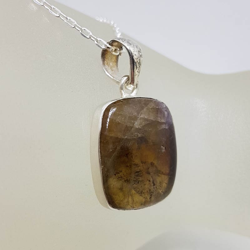 Sterling Silver Super Seven / Melody Stone Square Pendant on Silver Chain Sterling Silver Super Seven / Melody Stone Square Pendant on Silver Chain