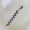 Sterling Silver Amethyst Long 7 Lucky Stones Pendant on Silver Chain