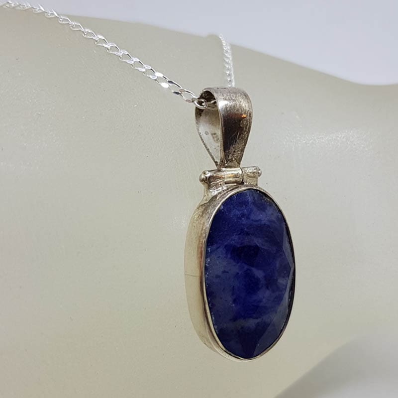 Sterling Silver Sodalite Oval Pendant on Silver Chain