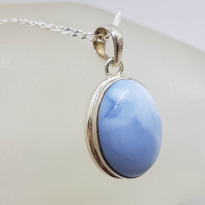 Sterling Silver Oval Bezel Set Pendant on Silver Chain