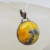 Sterling Silver Bumble Bee Jasper Round Bezel Set Pendant on Silver Chain