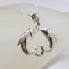 Sterling Silver Two Dolphins / Fish Pendant on Silver Chain - Pisces