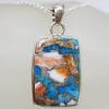 Sterling Silver Rectangular Spiny Oyster Turquoise Pendant on Silver Chain