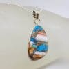 Sterling Silver Unusual Shape Spiny Oyster Turquoise Pendant on Silver Chain
