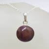 Sterling Silver Round Bezel Set Red Pendant on Silver Chain