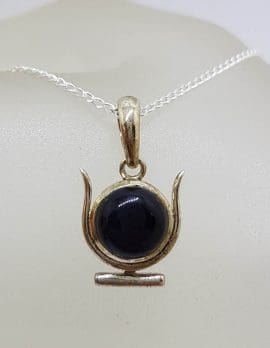 Sterling Silver Black Onyx Pendant on Silver Chain